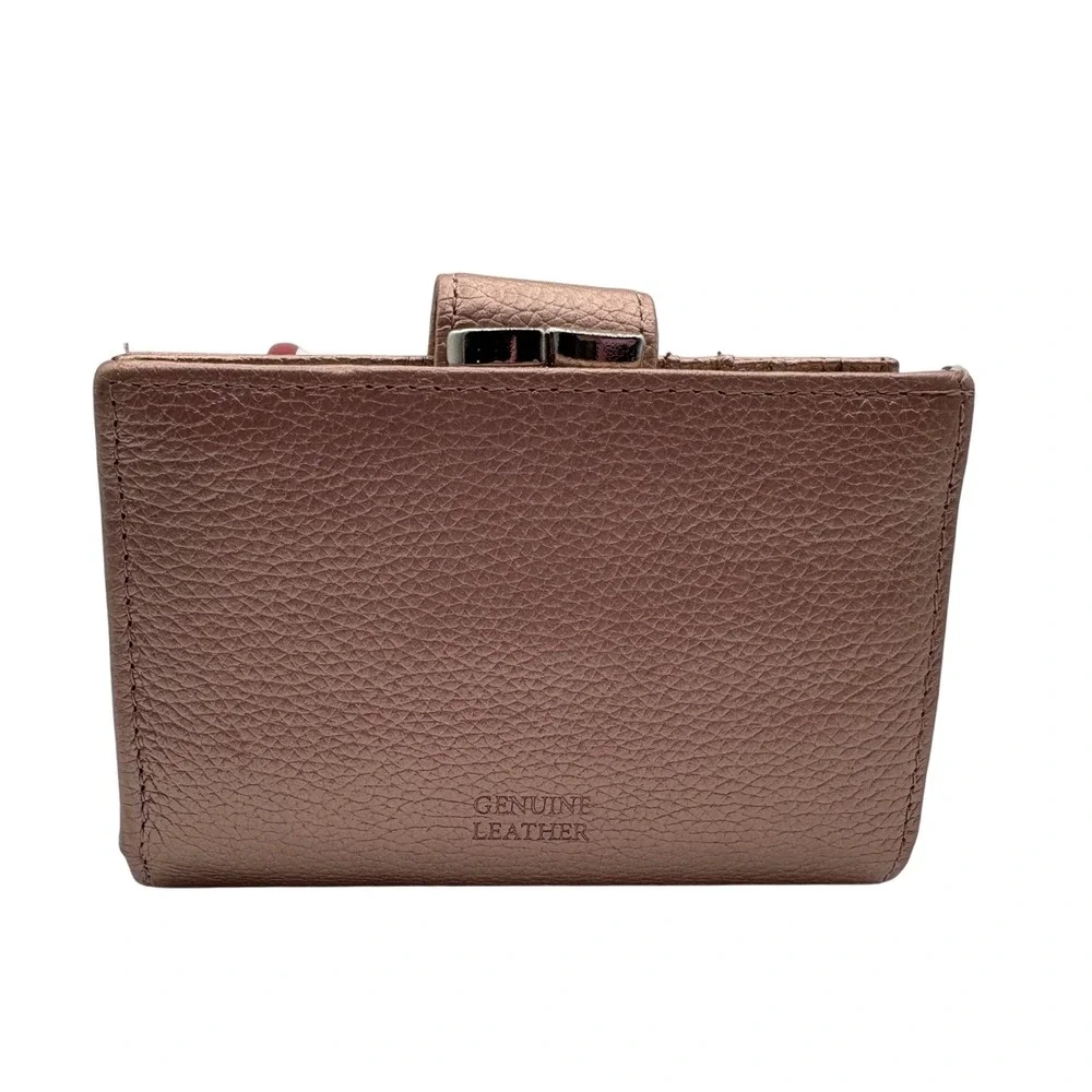 Giani Bernini Bifold Wallet Womens‎ Rose Gold Excellent Metallic Leather GB